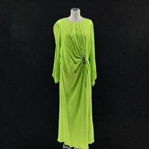 FARM Rio Lime Green Midi Dress Size 1X Cut‎ Out Detail Long Sleeve Dopamine Boho